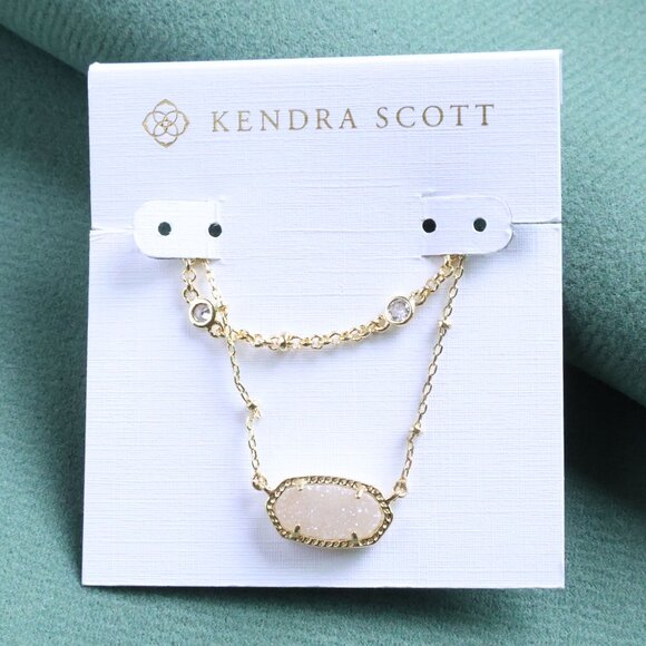 Kendra Scott Elisa Necklace Iridescent Drusy Gold - Picture 1 of 2